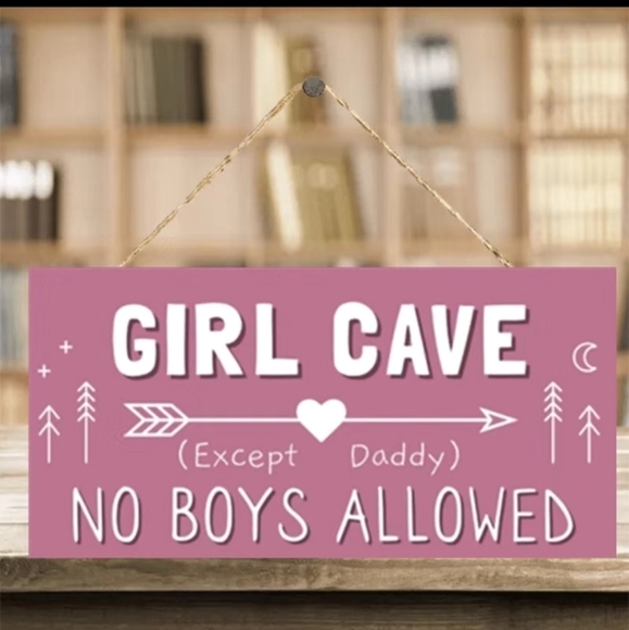 New Girls cave no boys allowed wooden sign Door Sign Decor - Picture 1 of 3